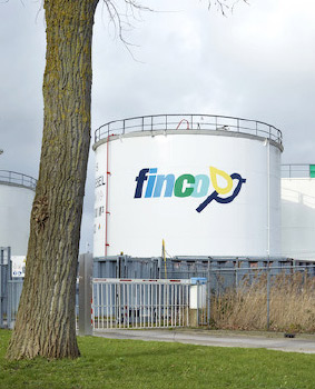 A silo with finco logo on it